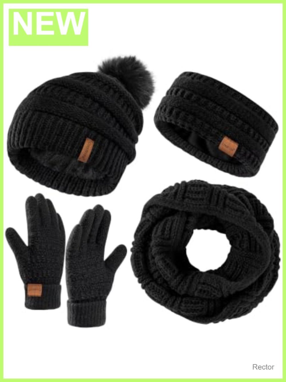 Womens Winter Hat Gloves Scarf Headband Set Fleece Beanie Neck Warmer